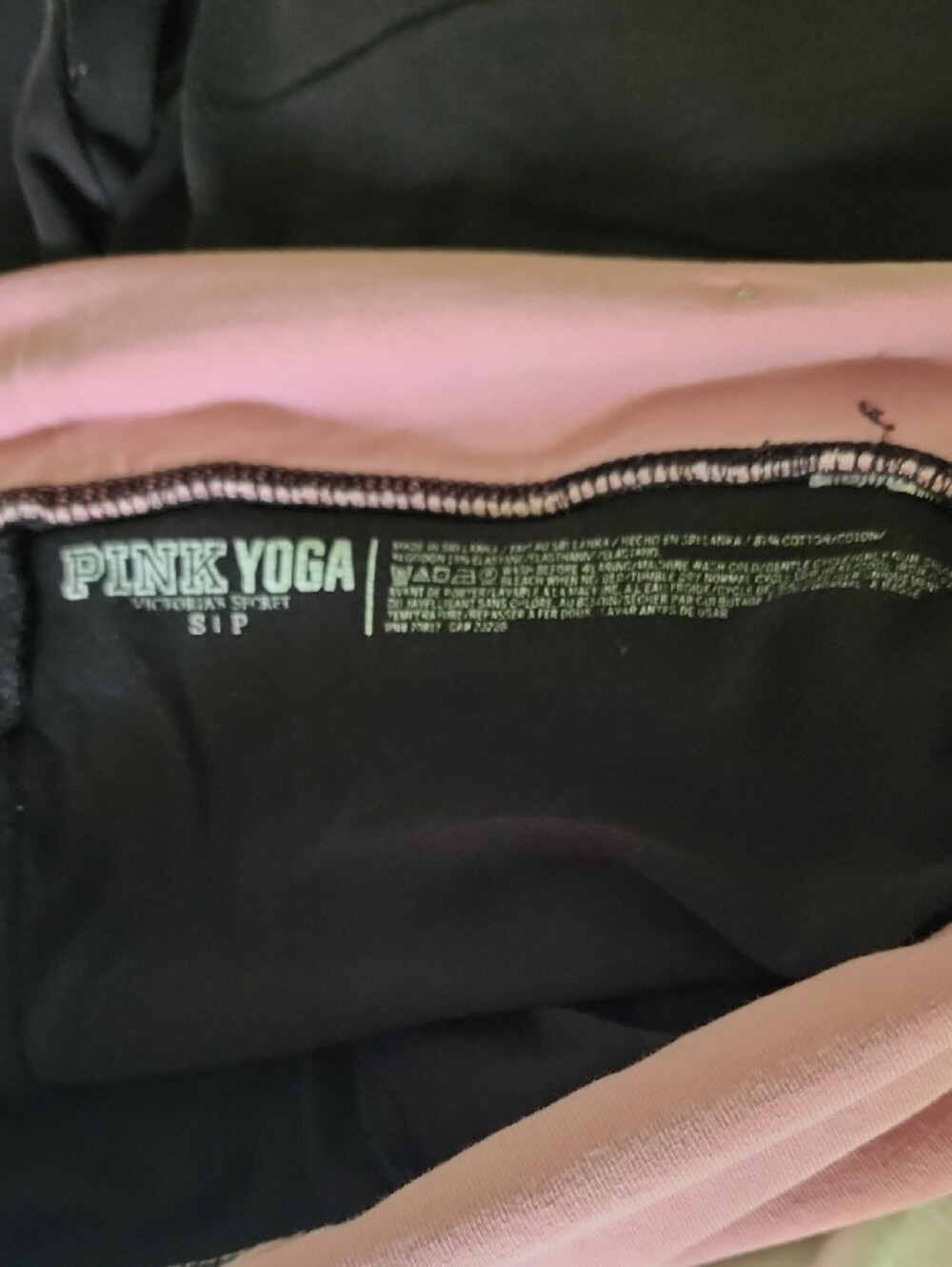 PINK Victoria's Secret Black Capri Leggings with Light Pink Foldover Waistband - Picture 3 of 3